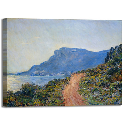 Monet la Corniche Monaco Design Bild Druck Leinwand Gemälde Rahmen Wohnkultur