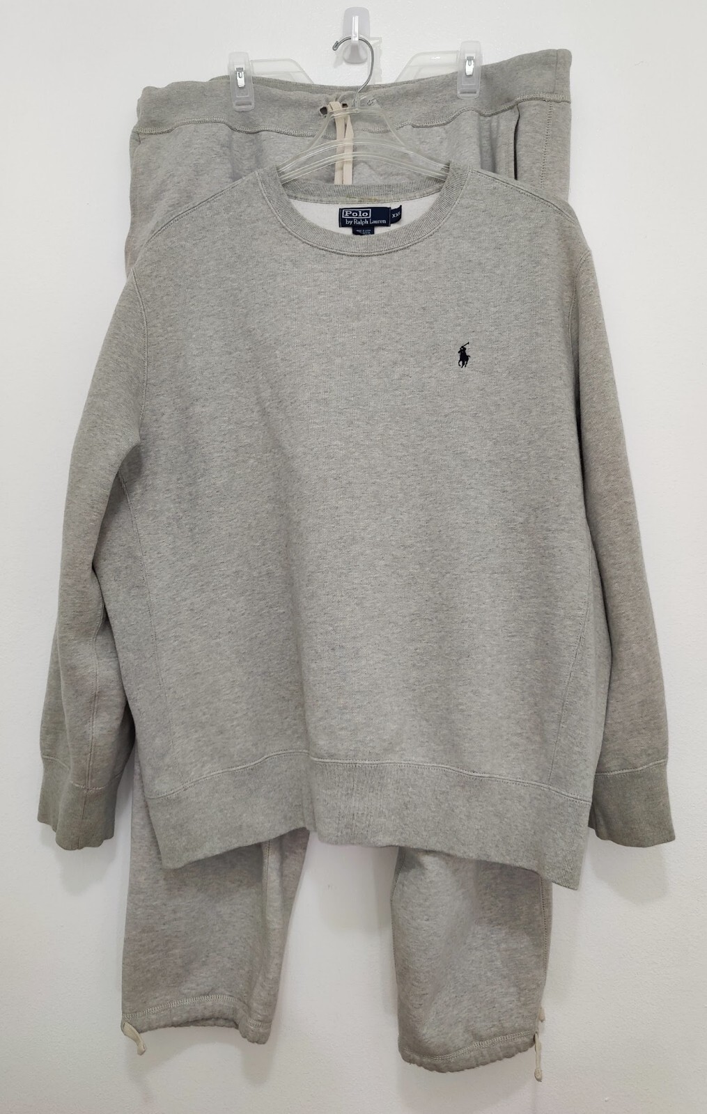 POLO RALPH LAUREN SET DA JOGGER GRIGIO CON PONY BLU XXL TOP 2XLT BOTTOM