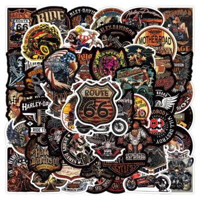 50pc VINTAGE MOTORCYCLE HD Vinyl Stickers-Tool Box, Water-Bottle