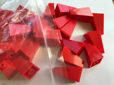 LEGO PARTS--#3685-RED- ROOF- SLOPE  75  2 X 2 X 3 DOUBLE CONVEX-5 PIECES