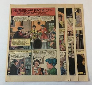 1971 six page cartoon story ~ EDITH CAVELL, NURSE AND PATRIOT ~ WWI