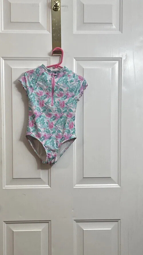 Girls Swimsuit Floral More Than Magic Floral Print XS 4/5 Rashguard Zipper-image