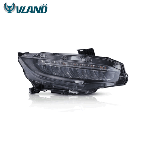 VLAND Headlights For 2016-2021 Honda Civic 10Th GEN w/ LED Sequential DRL Lights - Picture 2 of 19