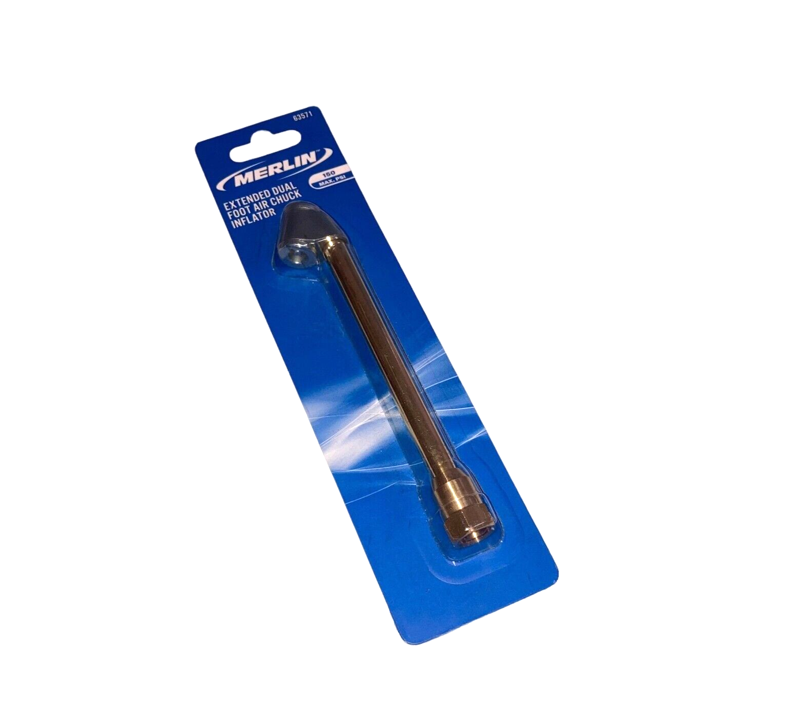 Merlin Extended Dual Foot Air Chuck Inflator Angled Head 63571 Brass 1/