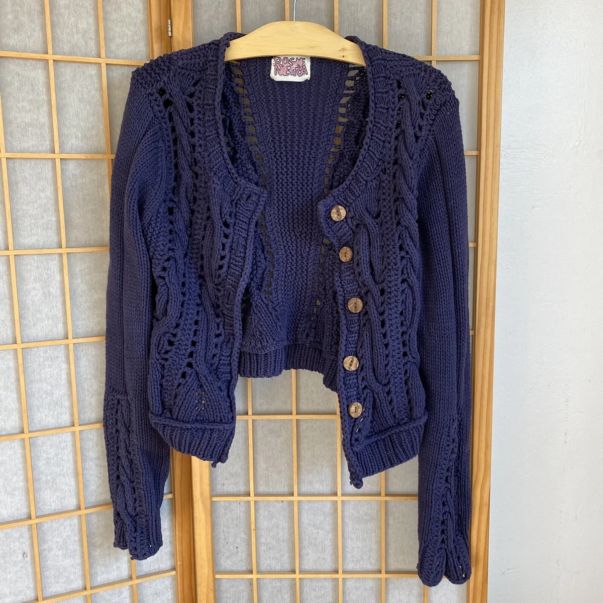 Navy blue top crochet cardigan