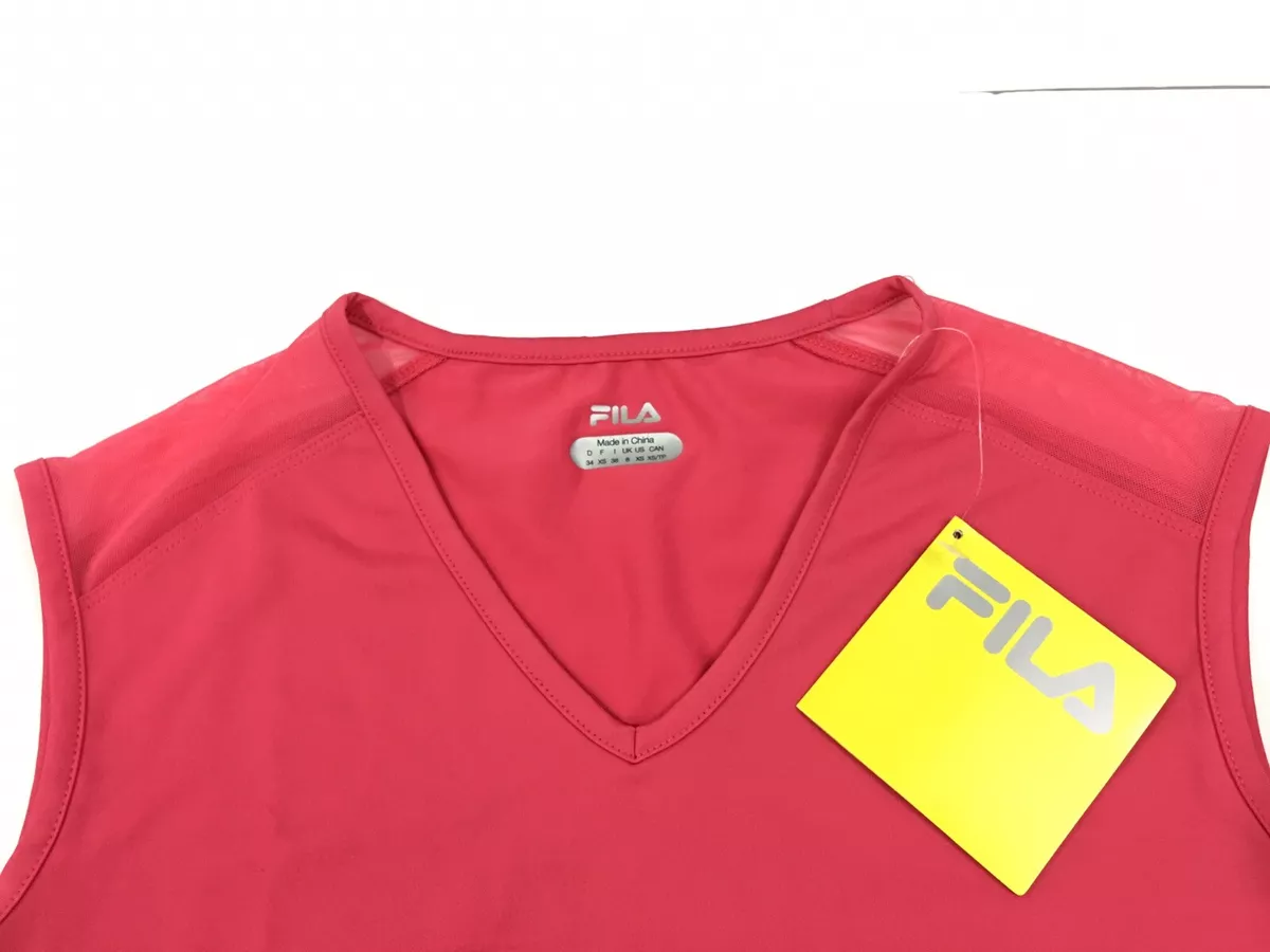 FILA Women s Illusion Cap Sleeve Top Pink Coral Spice Sz L Tee