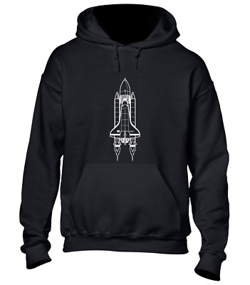 SPACE SHUTTLE BLUEPRINT HOODY HOODIE ROCKET ASTRONAUT SCI-FI SPACEMAN TOP