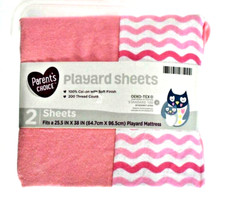 Parent Choice 100 Cotton 200 Thread Count Play Yard Sheets Pink 25.5" x 38"
