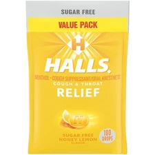 HALLS Relief Honey Lemon Sugar Free Cough Drops Value Pack 180 Drops