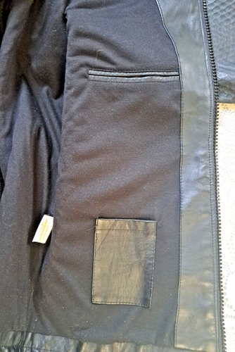 American Stitch Faux Leather Jacket Men's M Black Hooded Full Zip Front Pockets - Picture 6 of 13