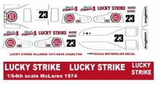  23 Dave Charlton Lucky Strike McLaren M23 1974 F1 1/32nd Scale Slot Car Decals