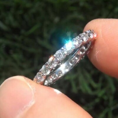 2.00Ctw Round VVS1 Moissanite Eternity Wedding Band Ring 14K White Gold ...