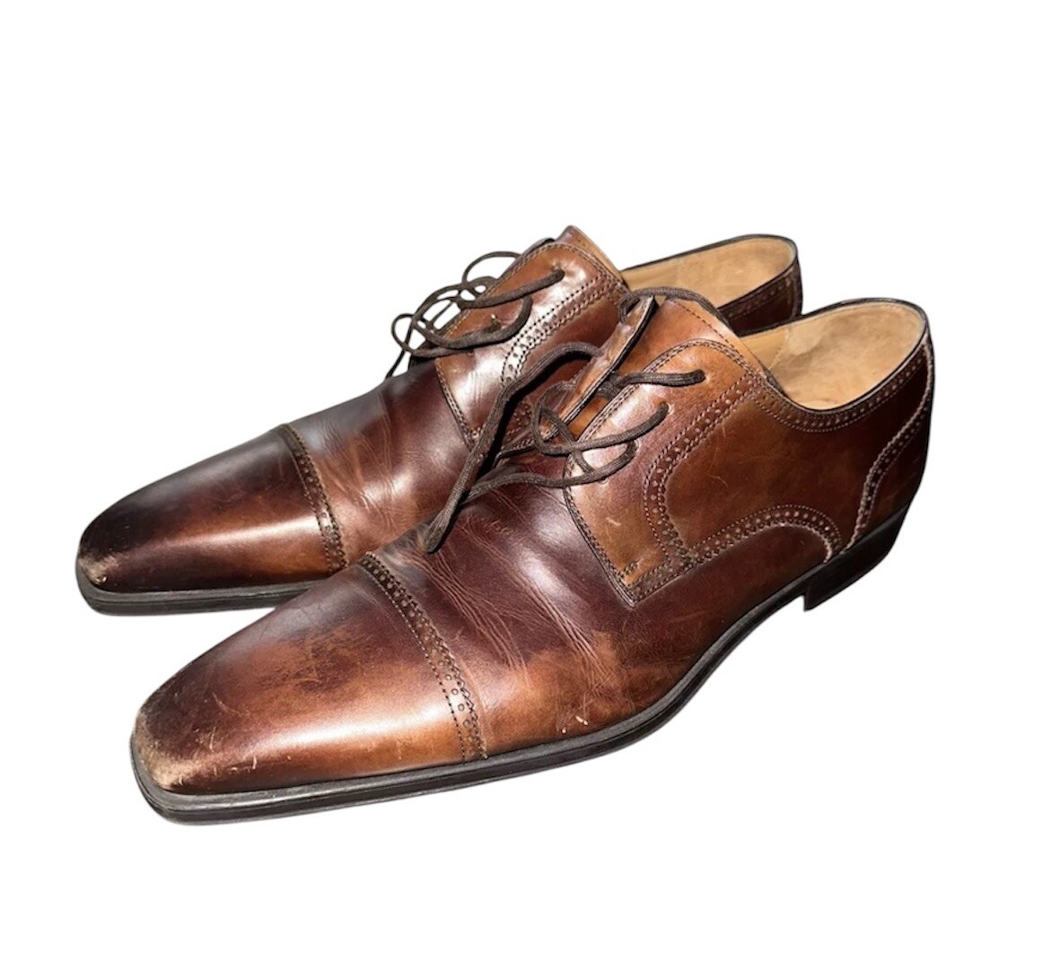 Magnanni Dress Shoes Cap Toe Oxford Brown Leather Mens Size 12 M