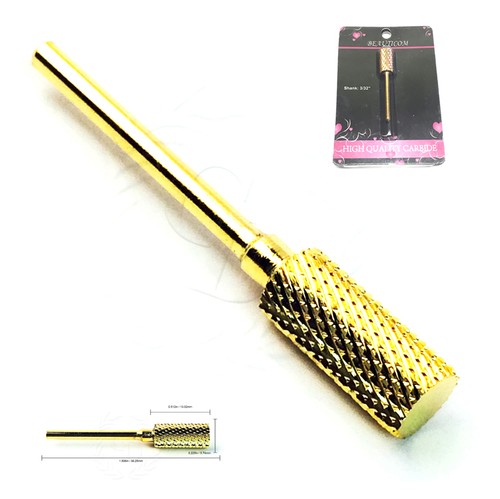 USA Safety Nail Carbide Bit – 3/32" Shank, Gold Color, Large Head, Electric Drill Compatible, Beauticom CB-1 (Gold)