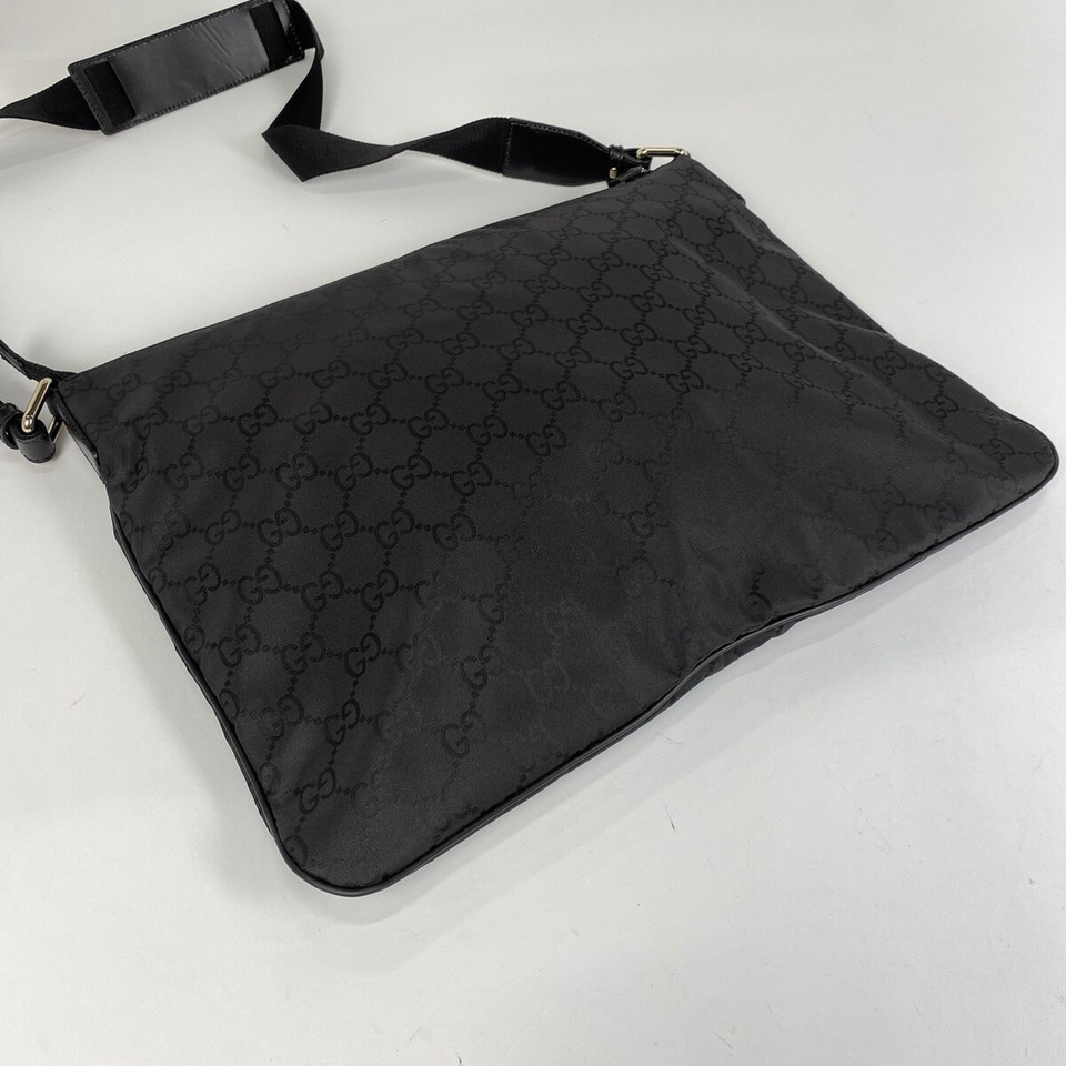 Gucci Gg Pattern Shoulder Bag Crossbody Nylon Black 190628 Ladies Used