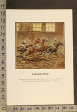 1931 EQUESTRIAN HORSE INDOOR SPORT GAME POLO C F BAUER ARTIST PAINT PRINT XA16