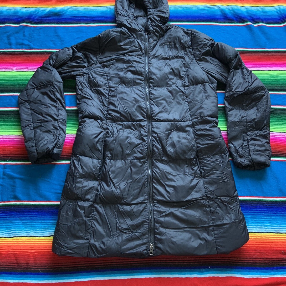 Eddie Bauer EB550 Premium Goose Down Long Hooded Jacket Womens 
