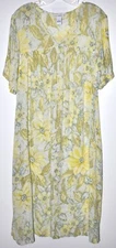 Go Softly Patio Dress MuuMuu Short Sleeve Crinkle Pockets Floral Sz Small EUC