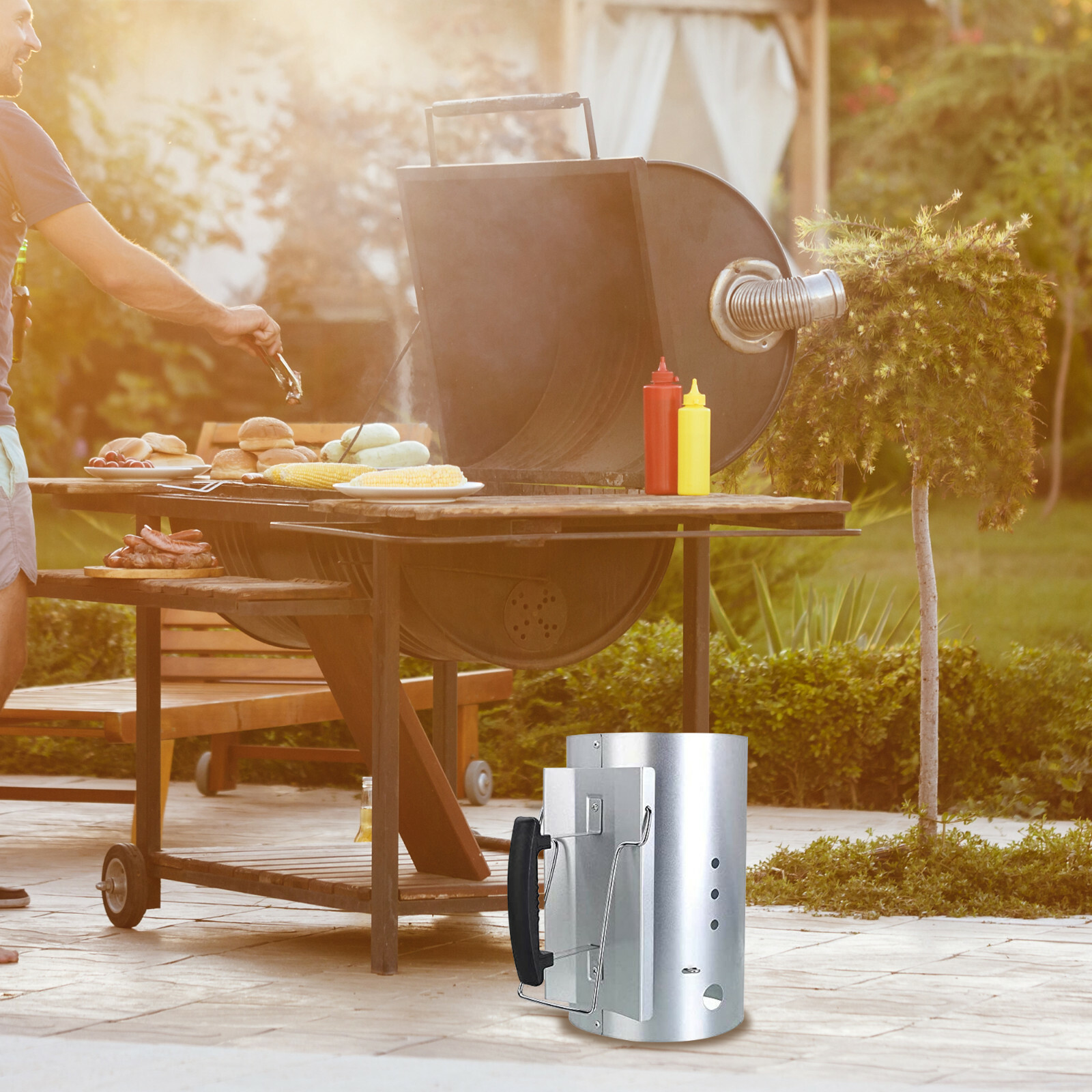 Chimney Charcoal Starter Lighting Kit Barbeque BBQ Grill Lighter Coal