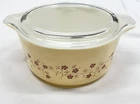 Vintage Pyrex Yellow Floral Garden 475-B Promotional Casserole 2.5 qt With Lid