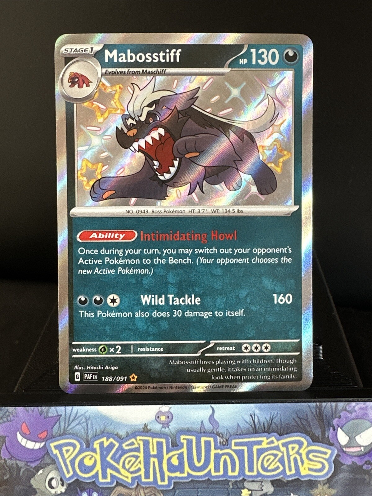Pokemon Card Mabosstiff 188/091 Paldean Fates Baby Shiny Rare NM
