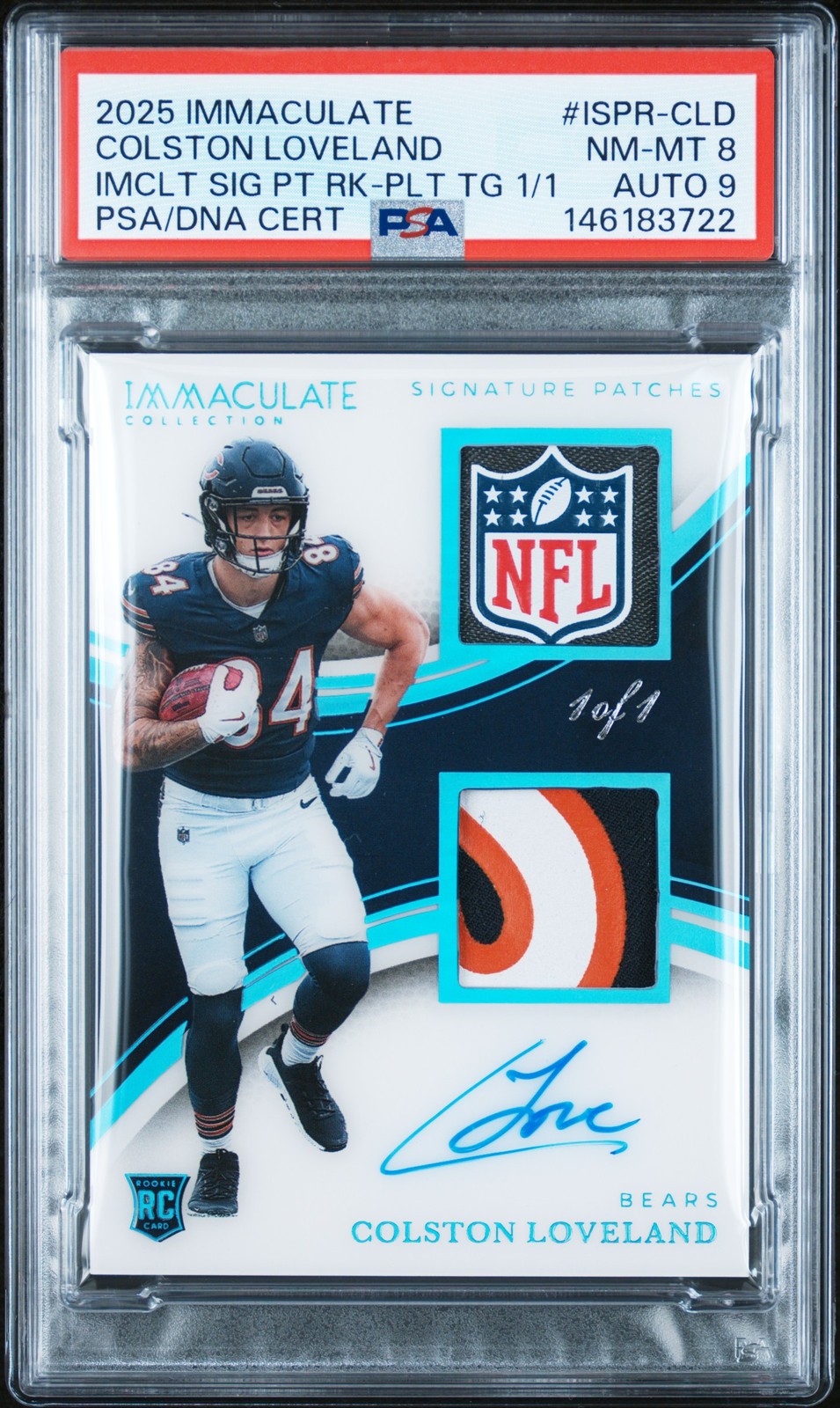 Colston Loveland Panini National Treasures Crossover Rookie Patch Autographs #CLD Laundry Tag