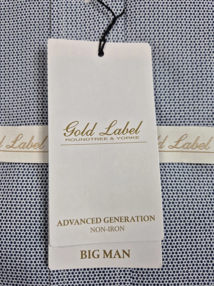 Roundtree Yorke Gold Label Men's Shirt Size 20 34-35 Navy Blue Advance (64) - Image 3 of 4