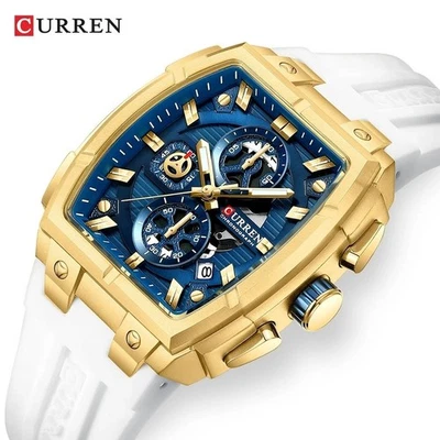 CURREN Herren Uhr Luxus Chronograph Quarz Sport Silikon Armband 3Bar Wasserdicht - Bild 1 von 4