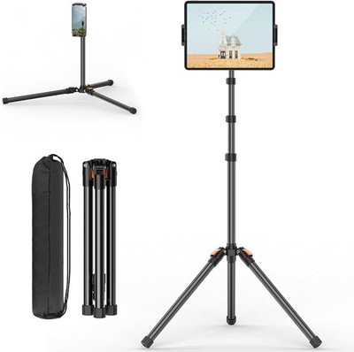 72 Zoll Tablet Bodenständer Stativ, verstellbarer Handyständer mit 360° Kugelkopf,