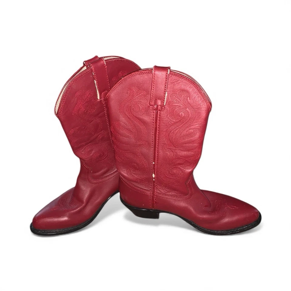 Botas de Vaquero de Cuero Rojo Durango De Colección para Mujer Talla 10 M Estilo Rodeo Occidental Foto 3 de 4