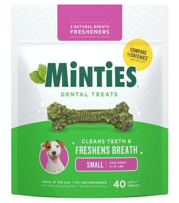 Dental Chews for Dogs, 40 Count, Vet-Recommended Mint-Flavored Dental Treats for