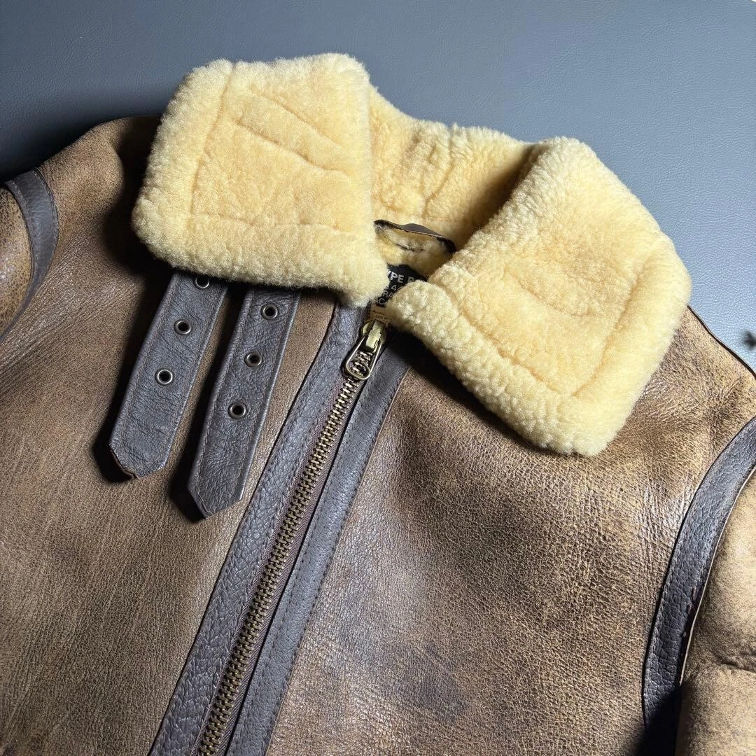 Chaqueta de Vuelo Schott B3 Cuero de Oveja Marrón Talla 38 Hecha en EE. UU.