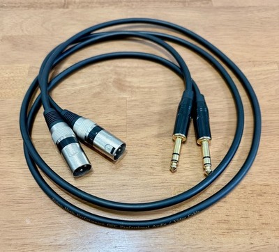 Tisino XLR Male to 1/4'' TRS Balanced Audio Cable Pair 3.5ft OFC
