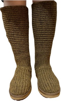 NEW Ugg Boots Womens 8M Cardi Knit Brown Knee High Buttons Pull On Australia