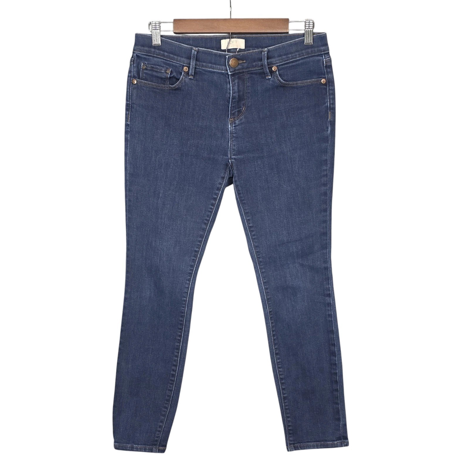 Loft Skinny Jeans Mid Rise Dark Wash Stretch Ankle Denim Womens 6 Petite-image