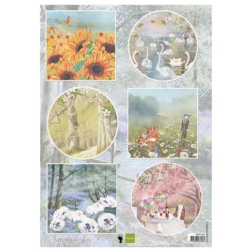 Marianne Design A4 Cardtoppers Sheet - Spring Wishes Swans EWK1291