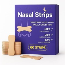 Comfortable Drug-Free Nasal Strips - 60 Count for Enhanced Nighttime Breathing