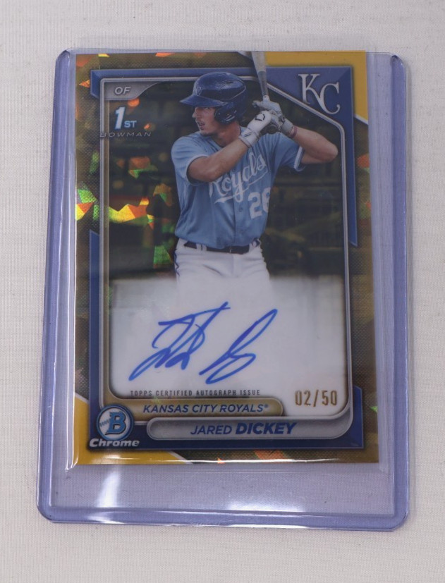 JARED DICKEY 2024 1st Bowman Chrome Gold Sapphire Auto /50 BSPA-JDI Mint