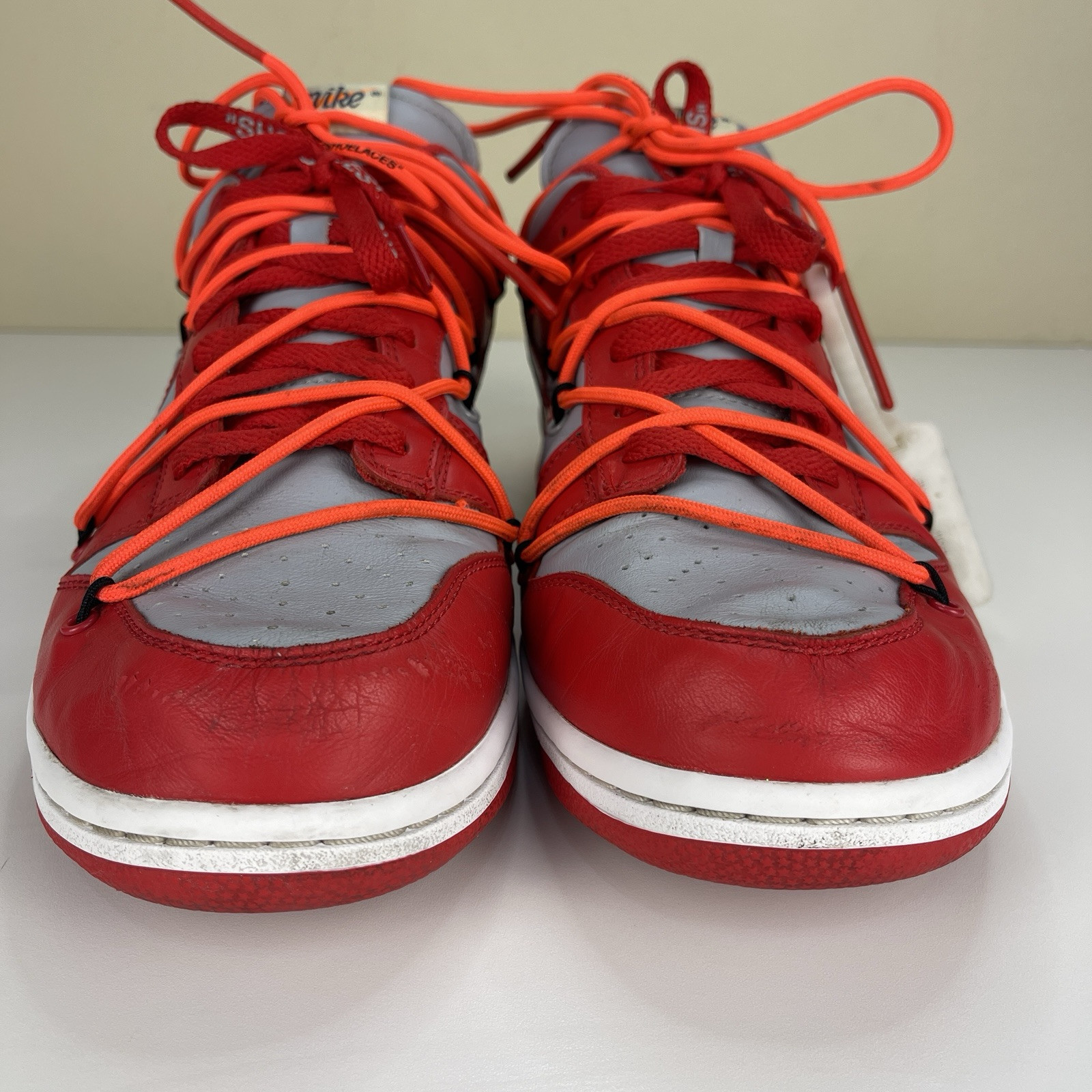 OFF WHITE X NIKE Nike Dunk Low x OFF WHITE University Red 2019 Uomo Taglia 11.5 AUTENTICHE