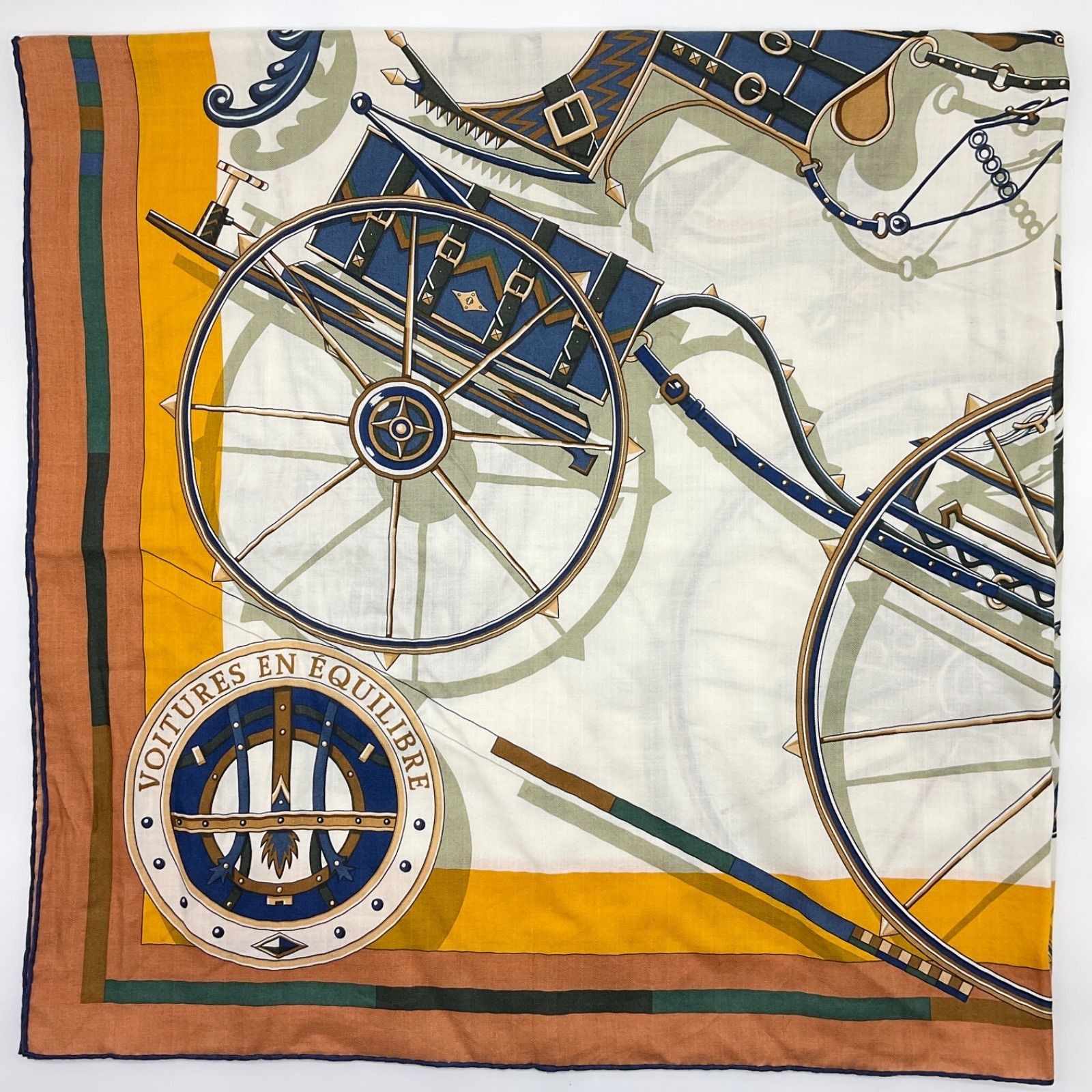 Hermes Carre 140 Shawl Scarf Stole Voitures en Equilibre Cashmere Silk from JP