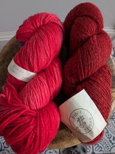 2 RED DK Merino Wool Yarns from Fibre Functions- LOTs of Yardage