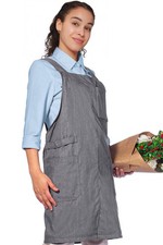 Cross Back Apron 3 Pockets SplitLeg UV Protection Crossover Smock Black