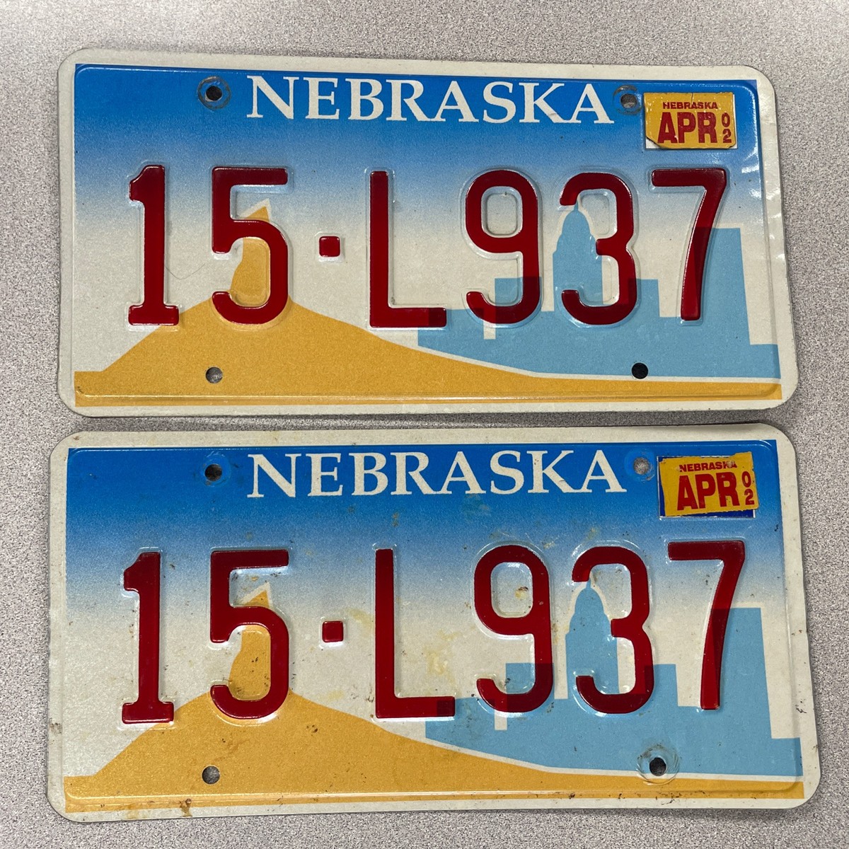 アクセサリー nebraska 2002 Nebraska License Plate Pair # 15-L937 | eBay