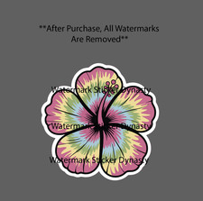Hibiscus Flower Sticker Waterproof Decal Tie Dye Floral Tropical Gift NEW