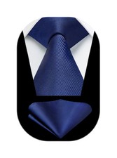 Mens Ties Blue Ties for Men Formal Necktie with Pocket Square Set Satin Silk ...