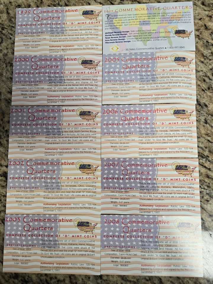 1999–2009 Statehood & Territories Quarters–Triple Legacy Bundle–BU P & D Mint - Image 3 of 4