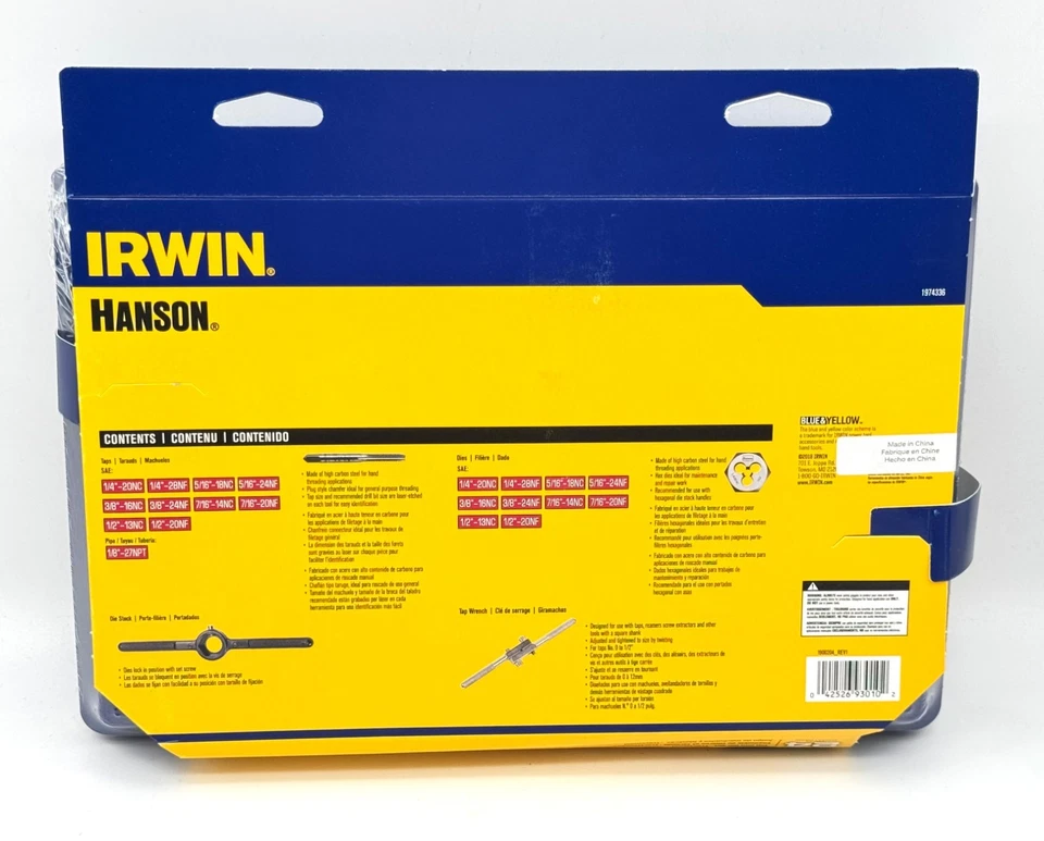 NEW IRWIN Hanson 1900204 24-Piece SAE Tap and Die Set ~ Free Shipping - Image 3 of 4