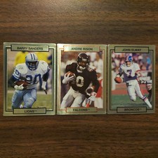3 Barry Sanders John Elway & Andre Rison 1990 Action Packed NFL Rookie Card RC