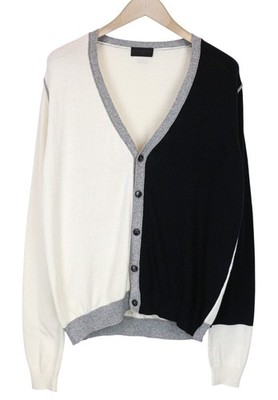 RICHMOND Herren Strickjacke 50 Off-White Schwarz Baumwolle Wolle Langarm Reißverschluss *