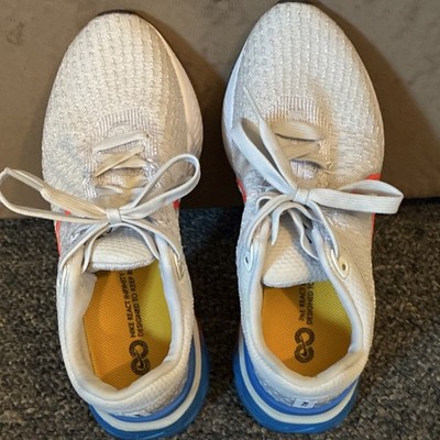 Nike React Infinity Flyknit Womens  Running Shoes White Blue Red US 6.5